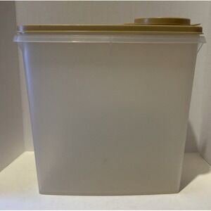 VTG‎ Tupperware Cereal Keeper Container Clear Plastic Tan Almond Lid 1588-8 USA